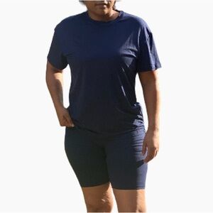 New casual navy blue two piece outfit short set size medium